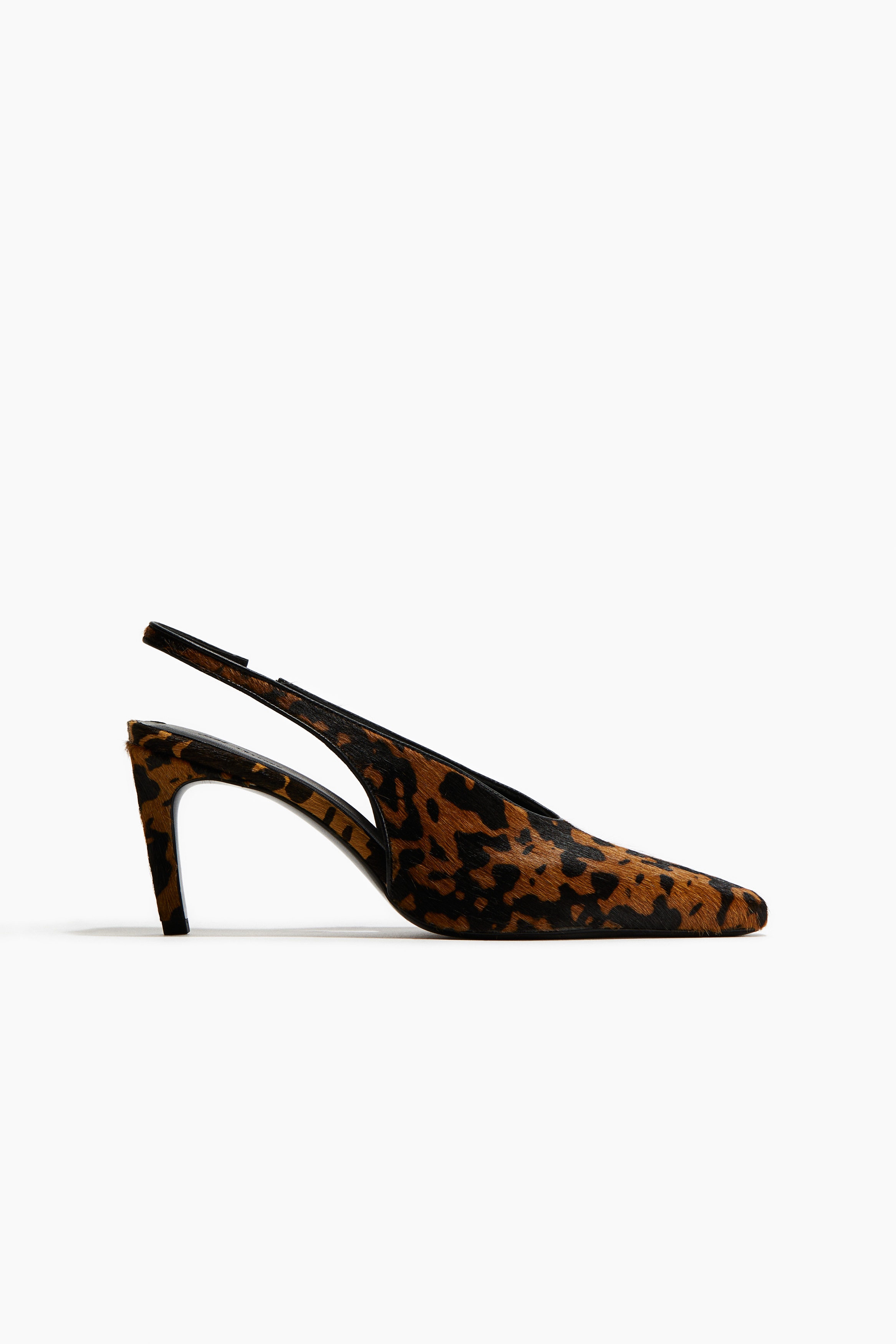 Høyhælte slingbacks i skinn - Brun/Imitert leopard/Lys beige/Imitert sebra/Sort