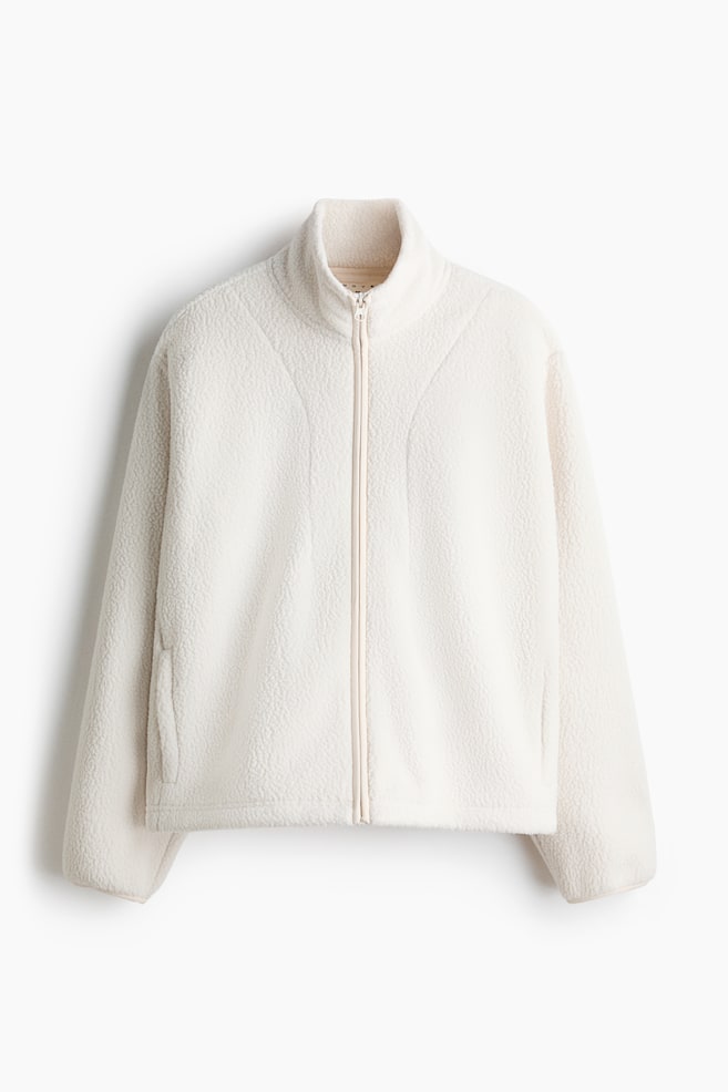 Teddy Fleece Activewear Jacket - Ivory/Warm brown/Soft sand beige/Black - 1