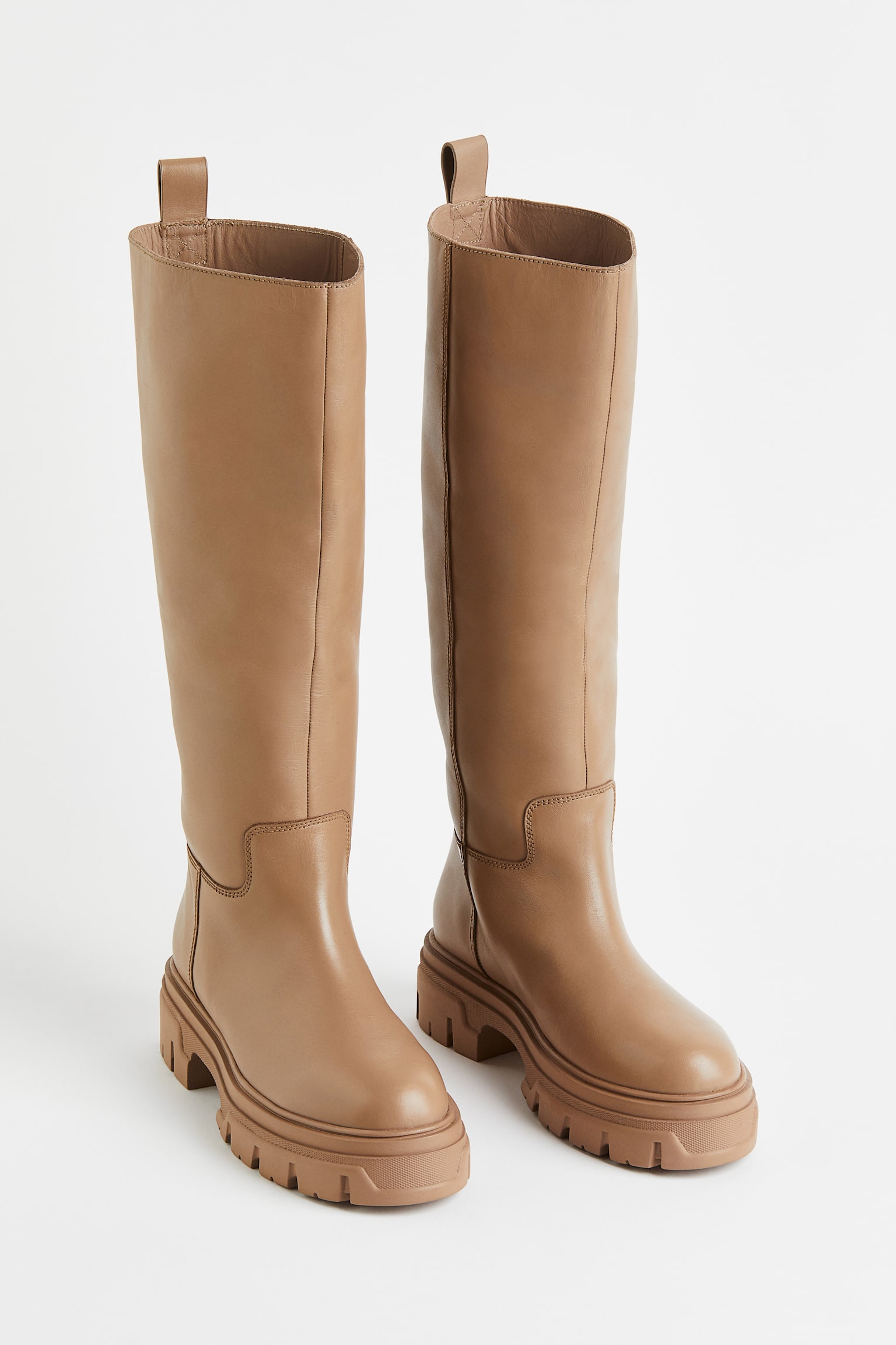 Knee-high leather boots - Beige - 2