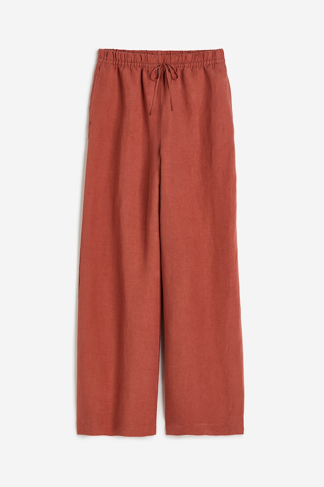 Linen-blend pull-on trousers - Brick red/White/Light beige/Black/dc/dc/dc - 2