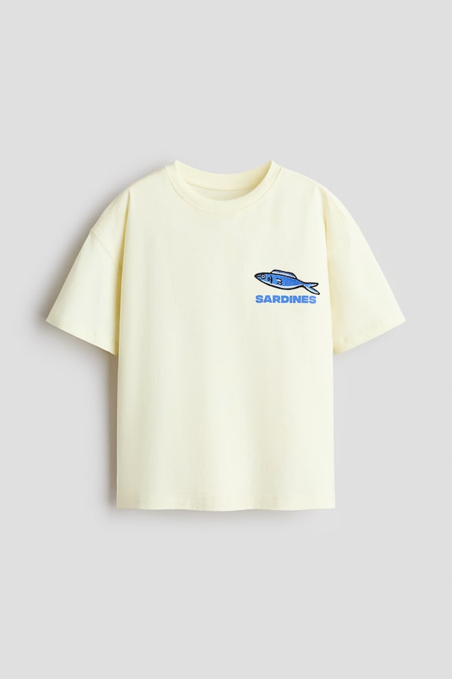 Oversized Printed Cotton T-Shirt - Pale yellow/Sardines/Ivory/Sports League/Cream/NYC - 1