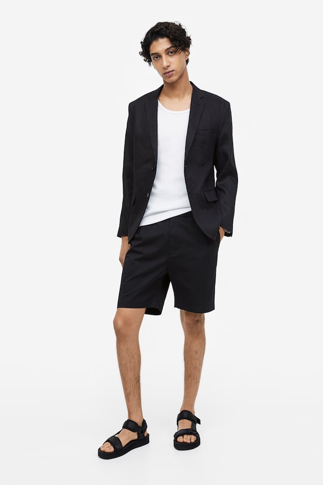 Shorts in cotone Regular Fit - Nero/Bianco - 1