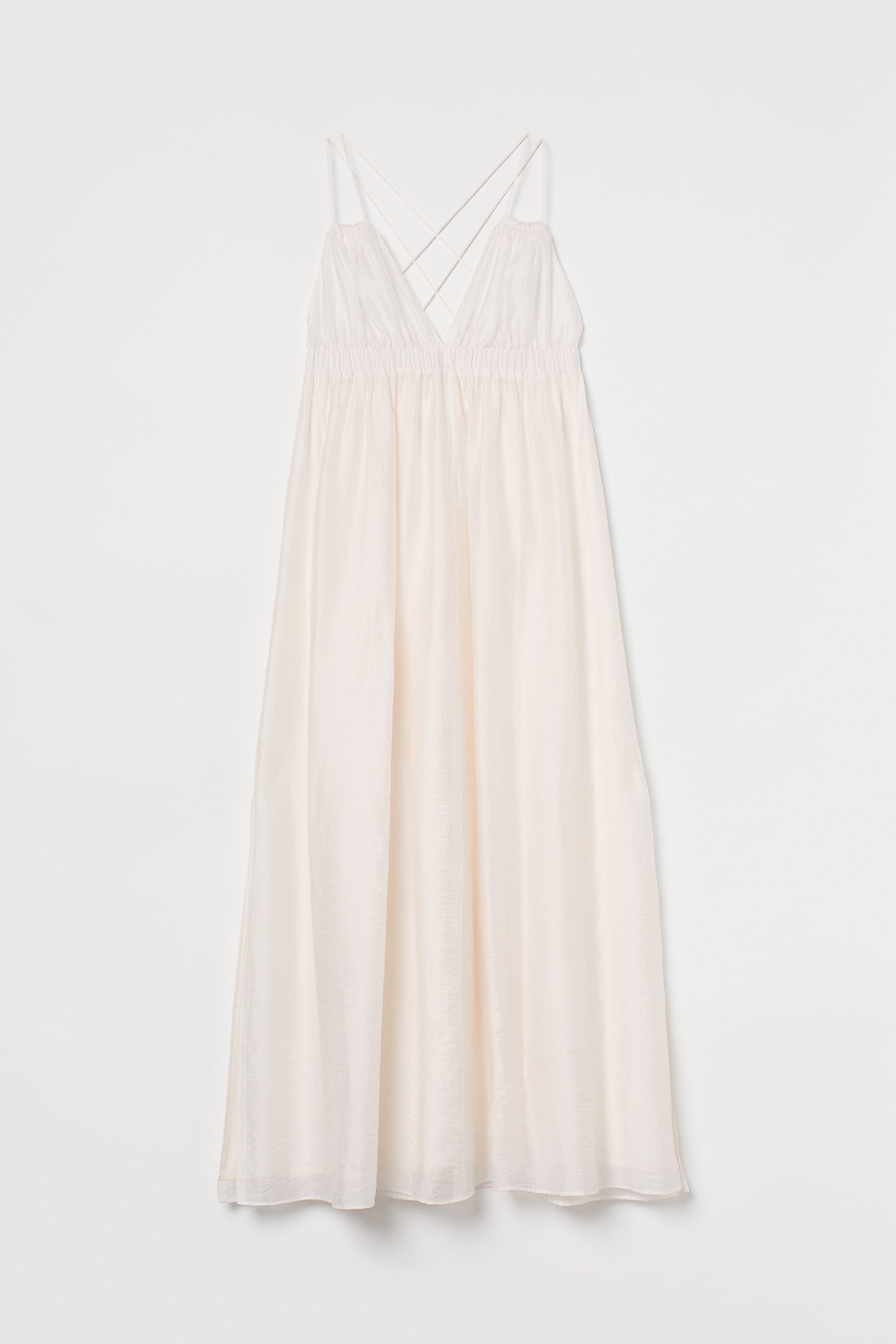 Ankle-length lyocell-blend dress - Deep neckline - Sleeveless - Cream ...