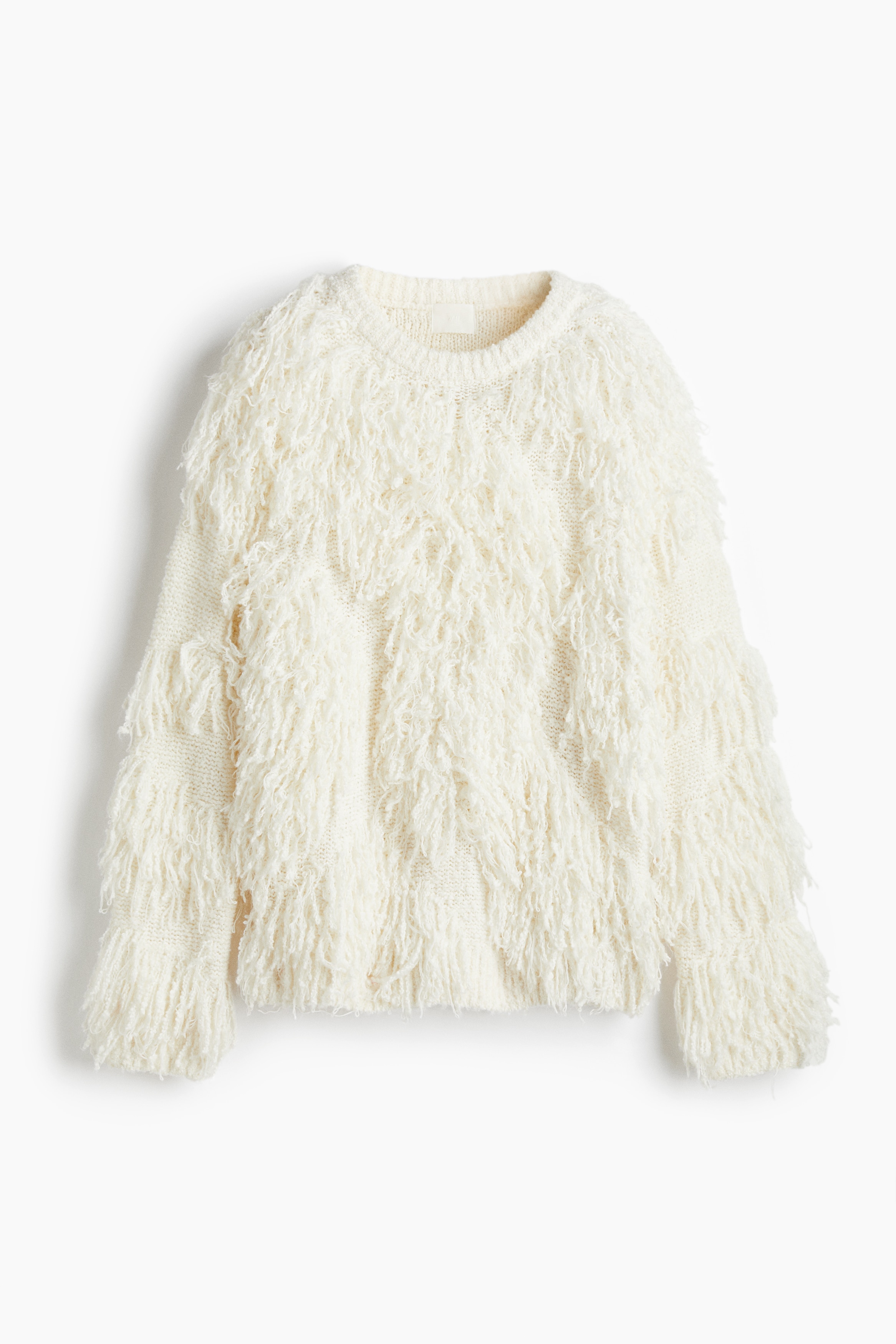 Sweater with Fringe - White