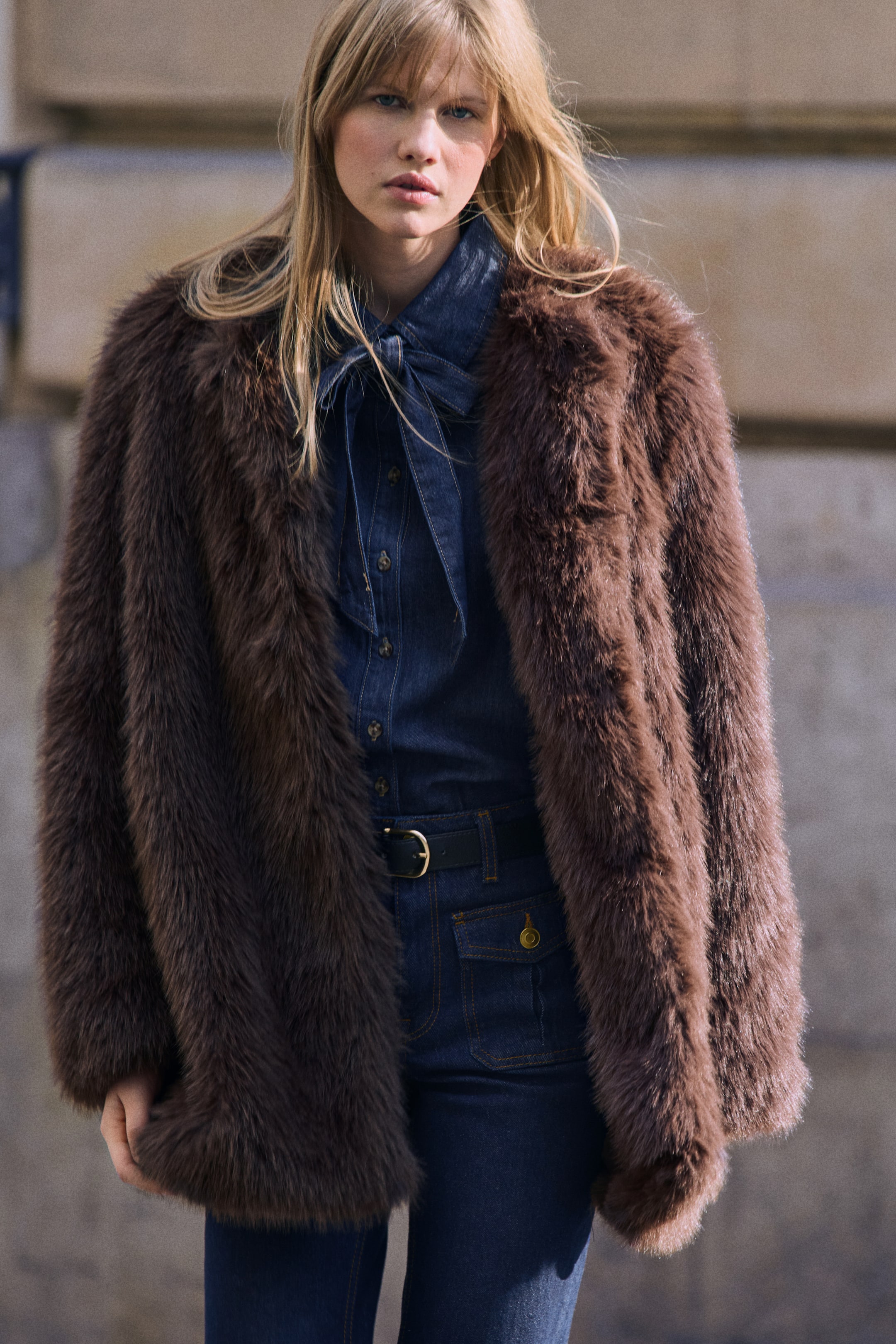 View larger image: Fluffy coat - Dark brown - Ladies | H&M 1