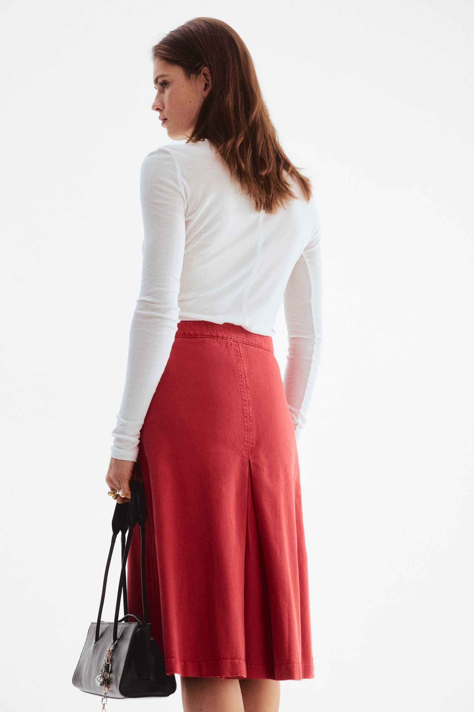 A-line twill skirt - Red - 3