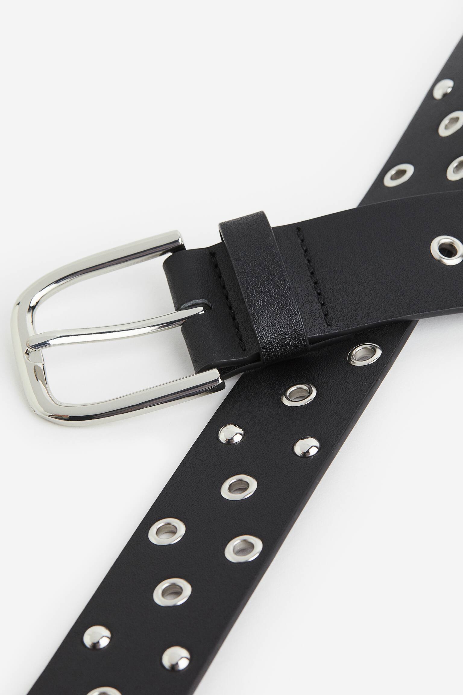 Eyelet Detail Belt - Black - 2