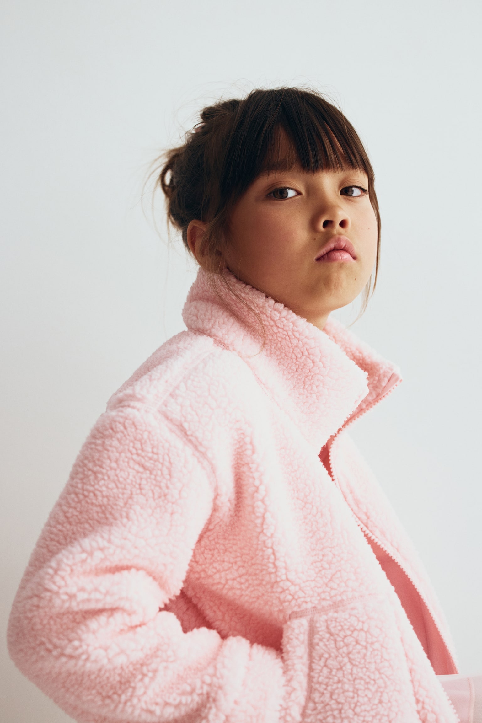 Детская куртка H&M Move Teddy Fleece Activewear, цвет: Светлый розовый — фото 5