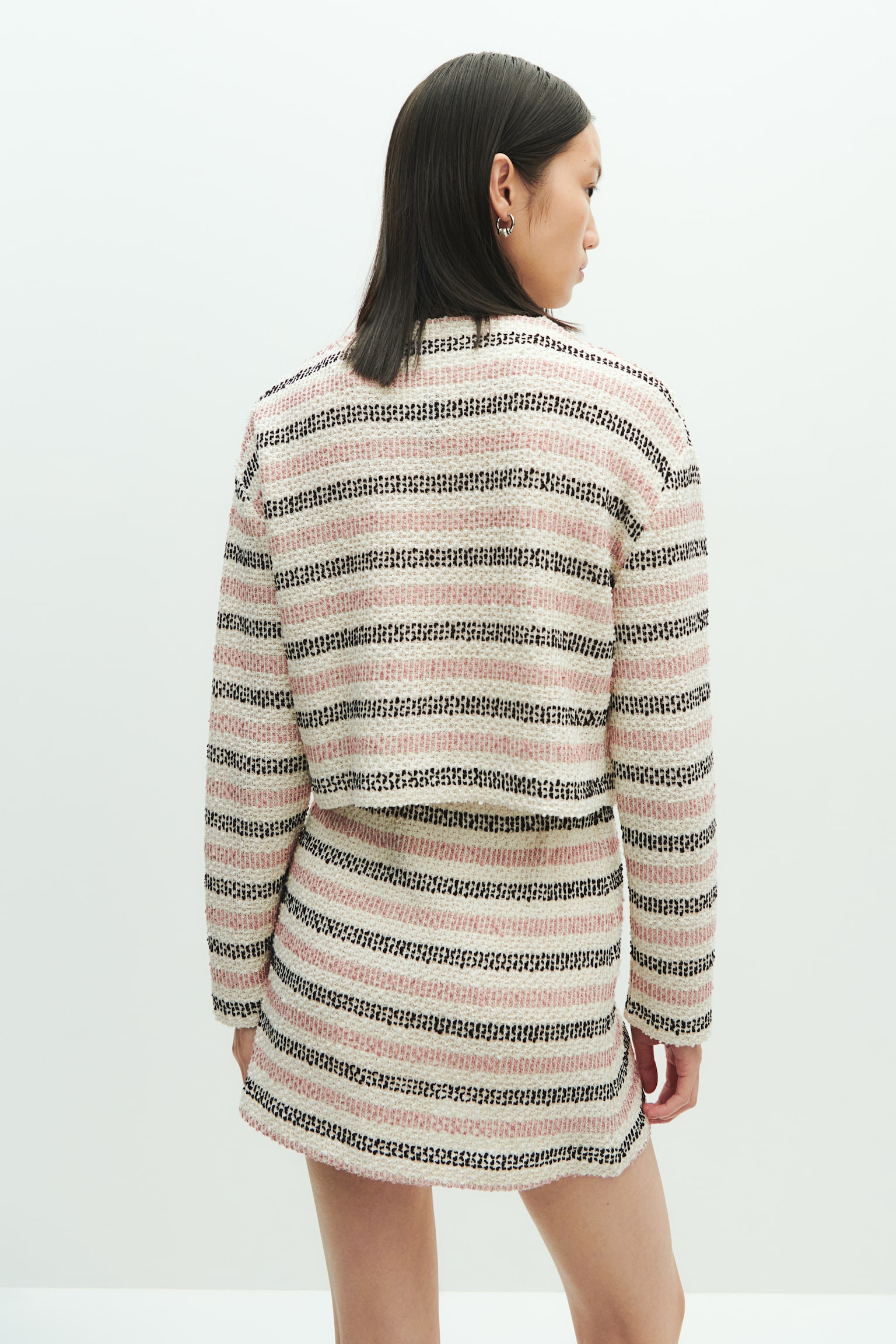 Glittery textured cardigan - Cream/Striped - 6