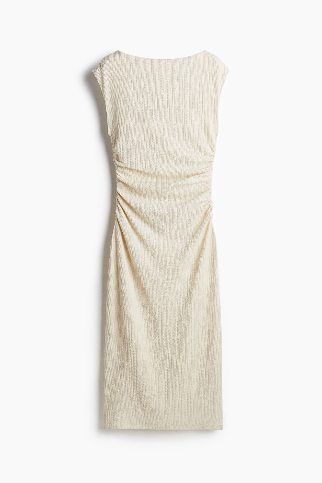 cream textured underwired plunge drape bodycon dress Marquecy Dress Seen On @caro_toro A statement in fluid elegance. This ivory draped gown features a deep plunge neckline, delicate straps, and daring open sides that sculpt and elongate the silhouette