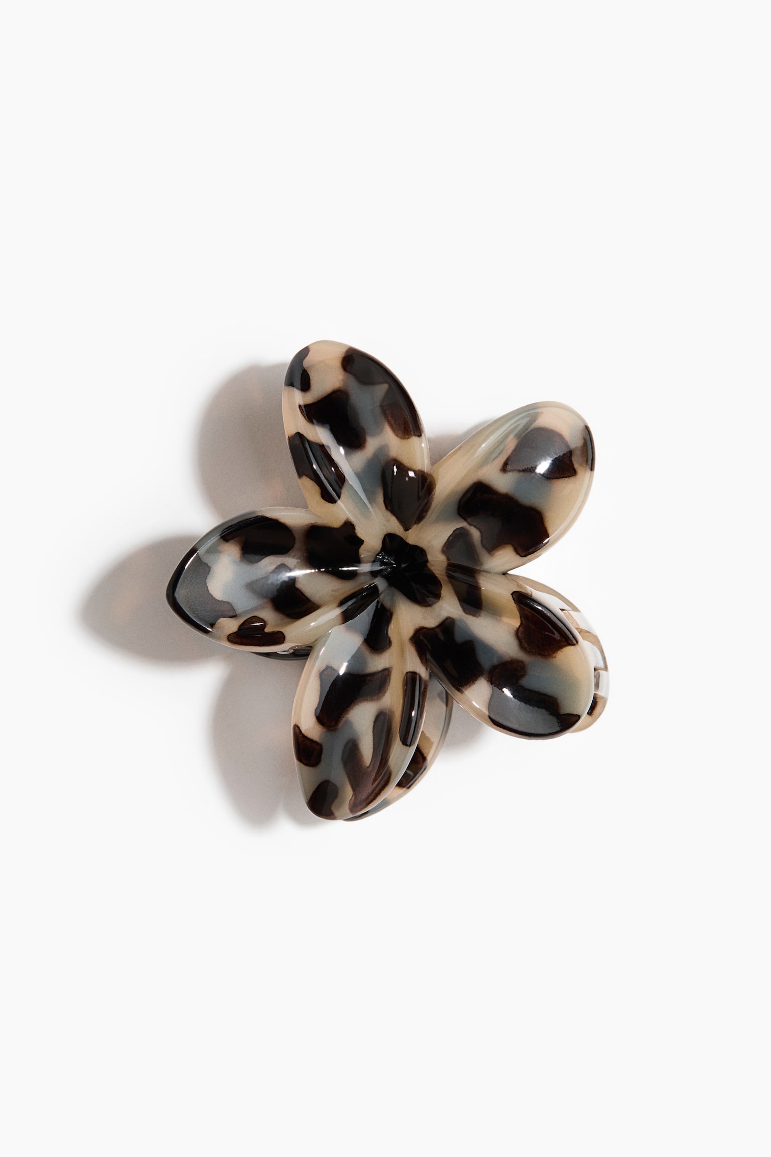 Flower-shaped hair claw - Beige/Tortoiseshell pattern/Red