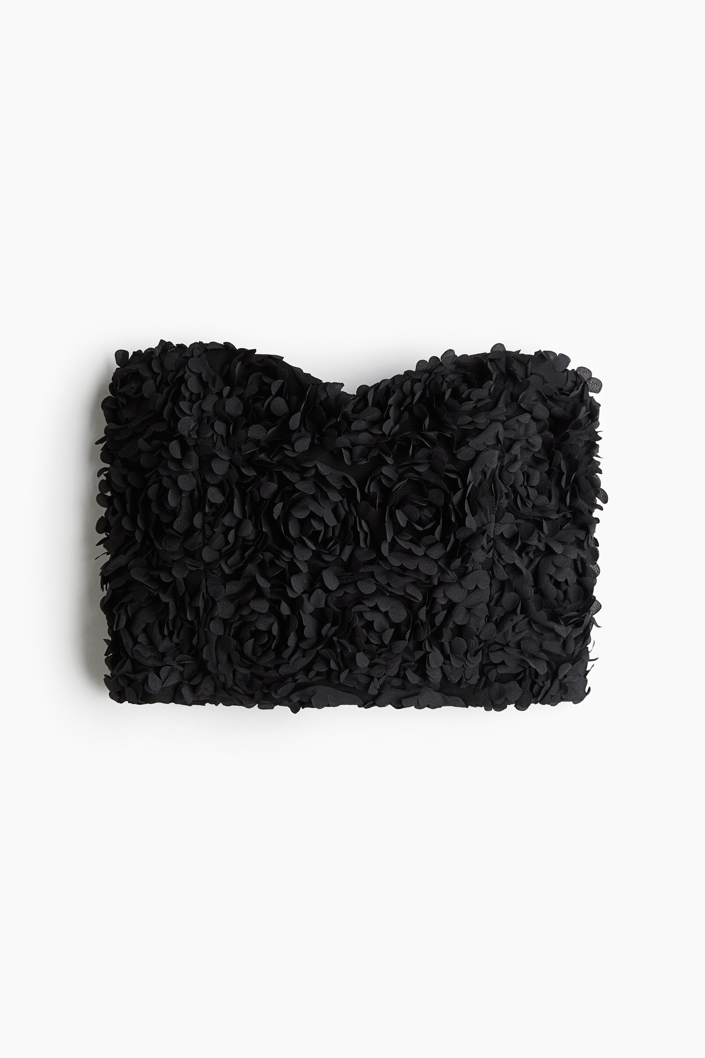 Dam - Svart Croppad bandeautopp med applikationer - Size: L  - H&M