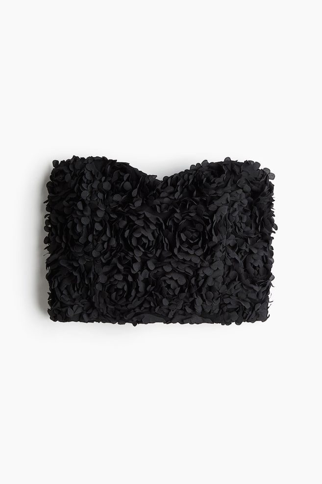Cropped appliquéd bandeau top - Black - 1