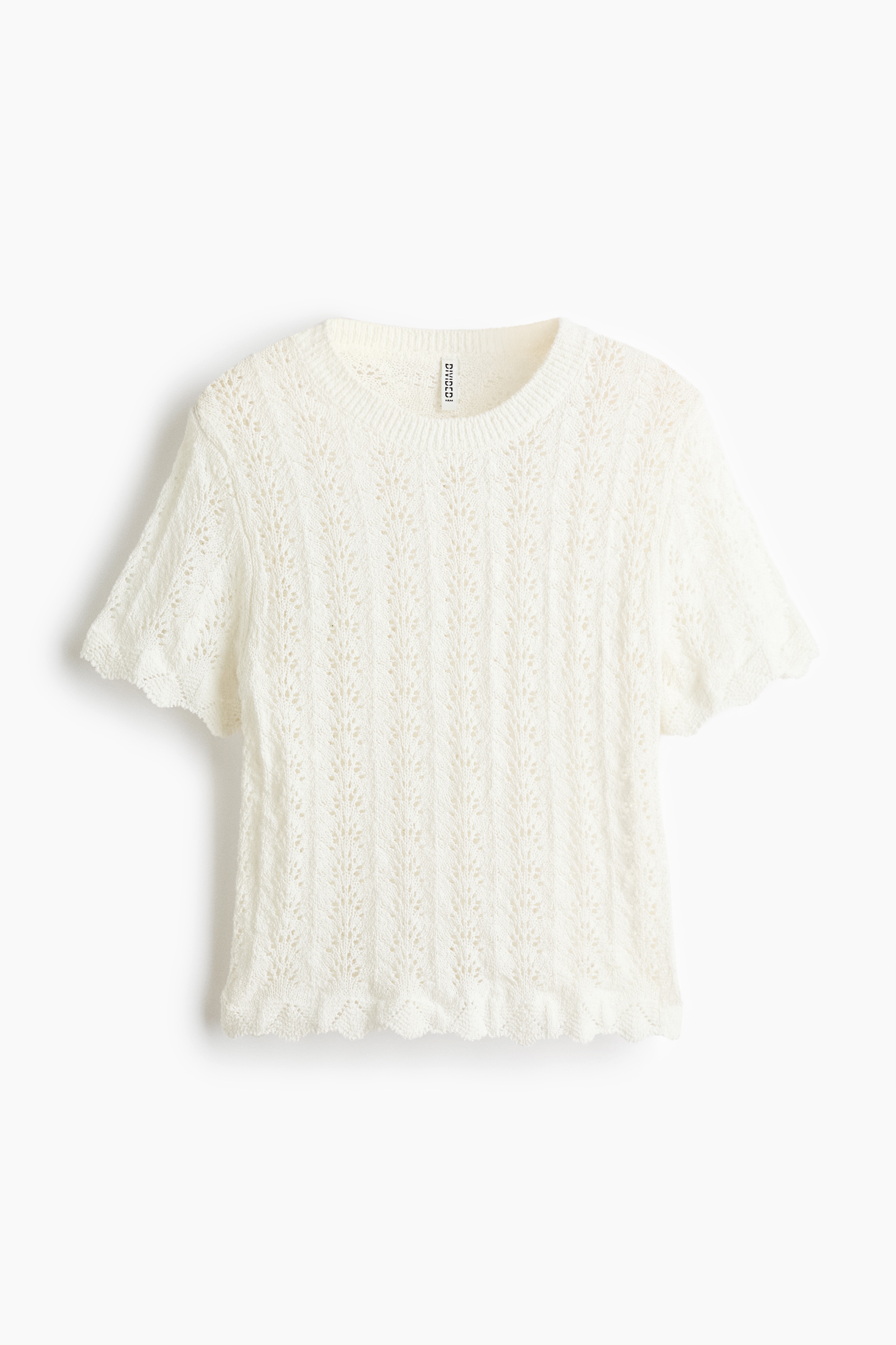 Pointelle-Knit Top - White