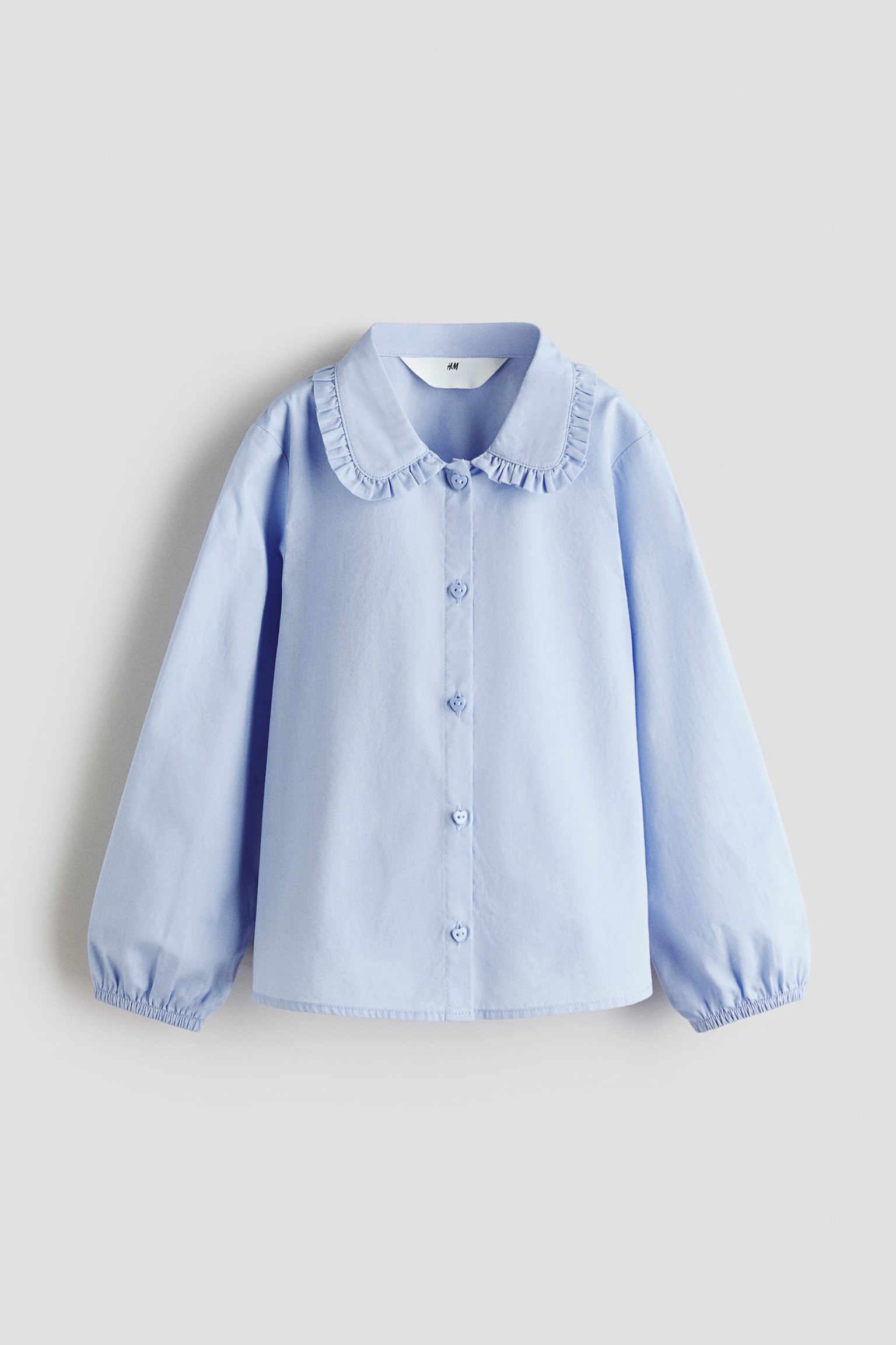 Bluză din bumbac cu guler - Light blue - 1