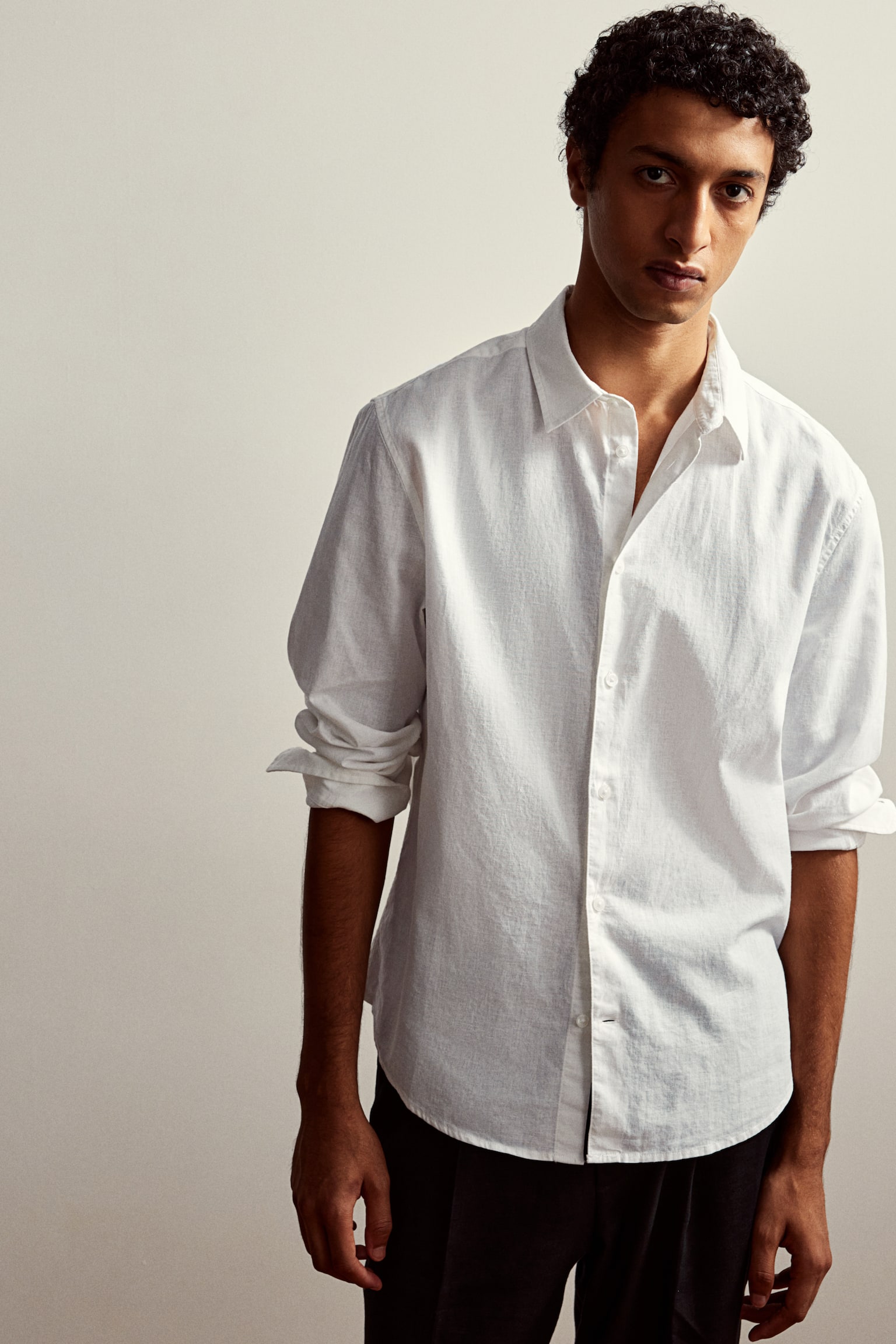 Regular Fit Linen-blend shirt - White/Cream/White/Navy blue/Blue - 5