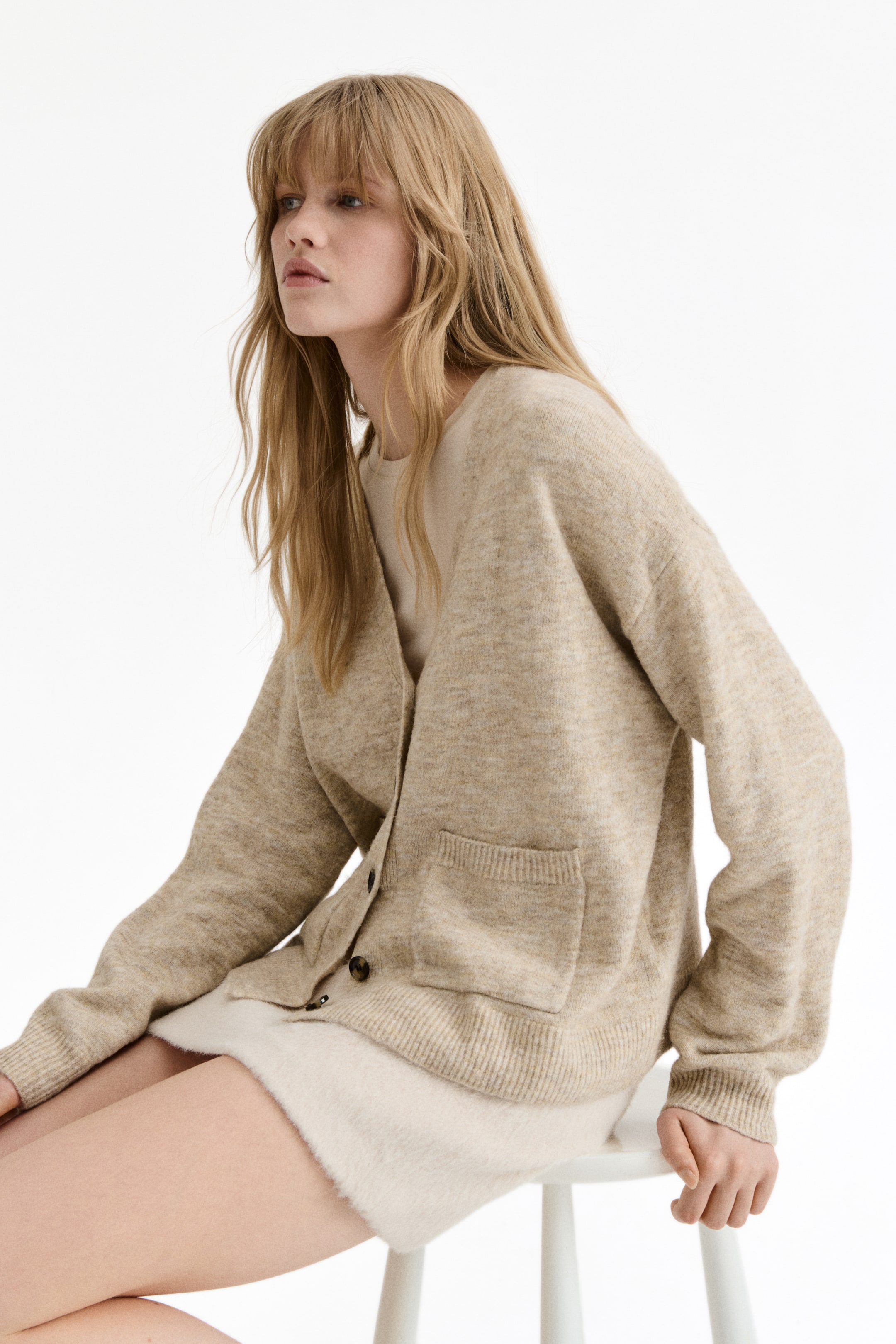 Büyük resmi görüntüle: Bol Kesimli Hırka - Bej kırçıllı - KADIN | H&M TR 3