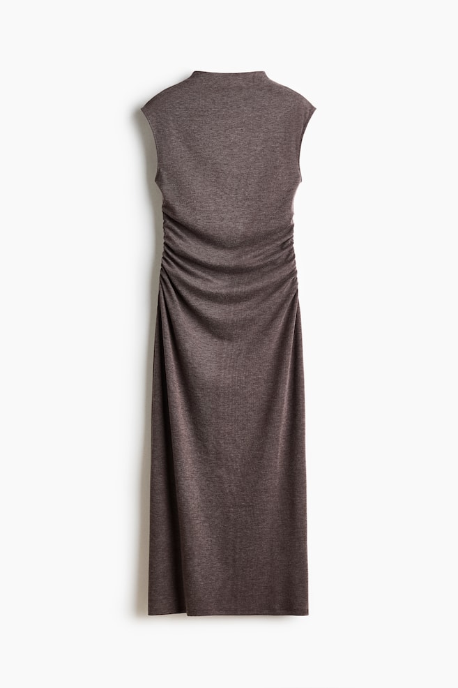 Sleeveless Mock Turtleneck Dress - Dark taupe melange/Burgundy/Black - 1