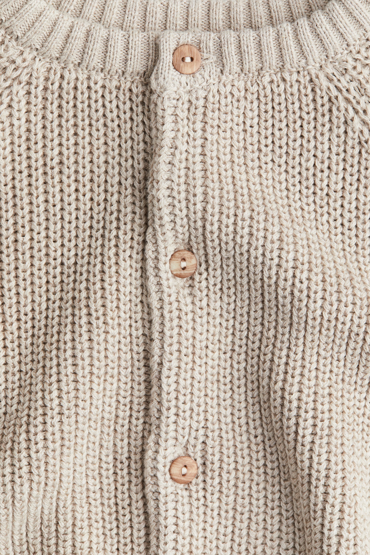 Cotton-knit cardigan - Light beige/Grey - 2