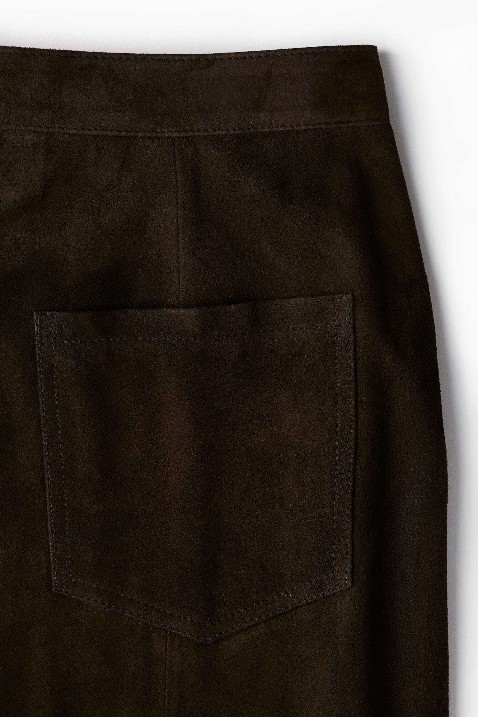 Straight suede trousers - Dark brown - 5