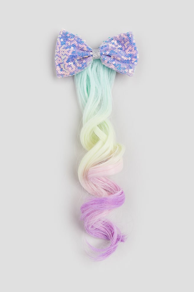 Hair clip with hair extensions - Purple/Turquoise - 1