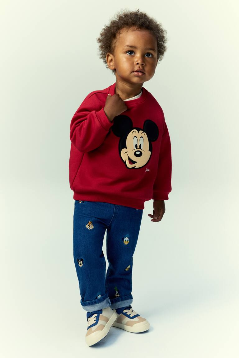 Jeans con dettagli ricamati Blu denim/Topolino BAMBINO H&M IT