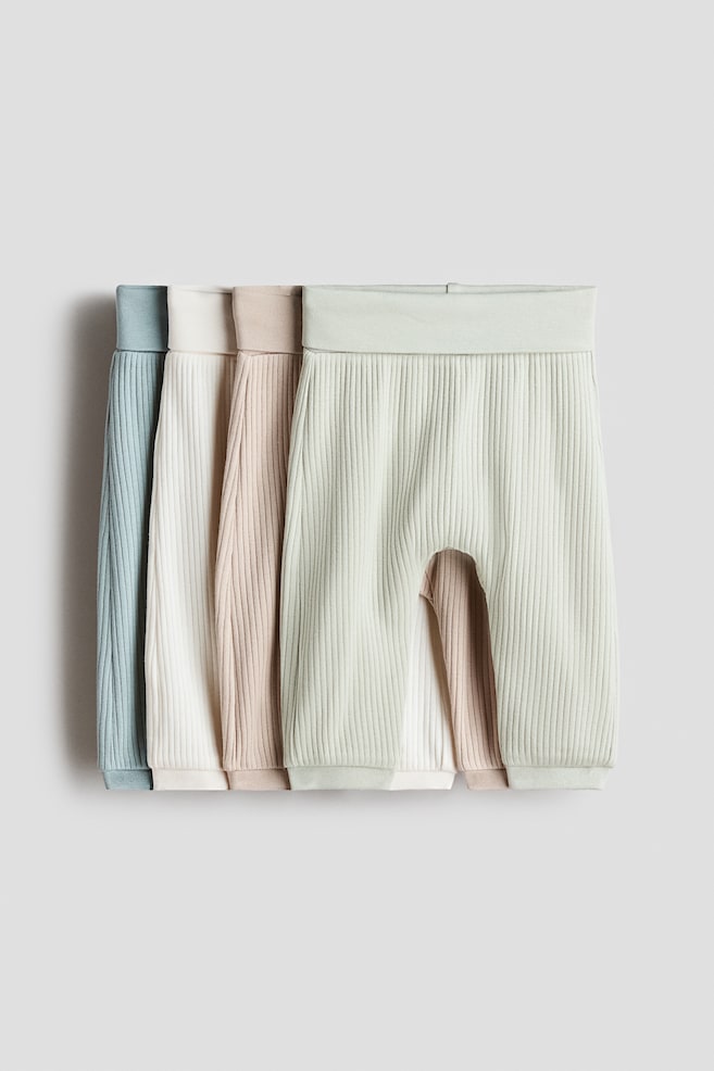 4-pack Ribbed Cotton Pants - Dusty blue/dusty green/Pink/cherries/Gray blue/khaki green/Black/beige/white/Turquoise/green - 1