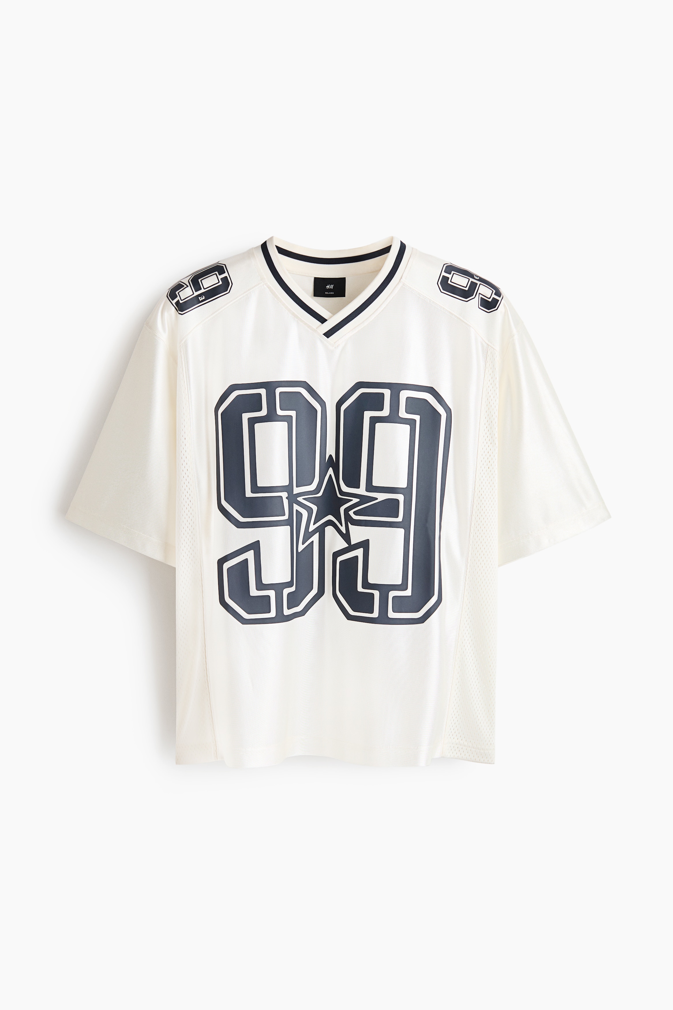 Nyomott mintás neccpóló Loose Fit - Fehér/99/Sötétkék/99
