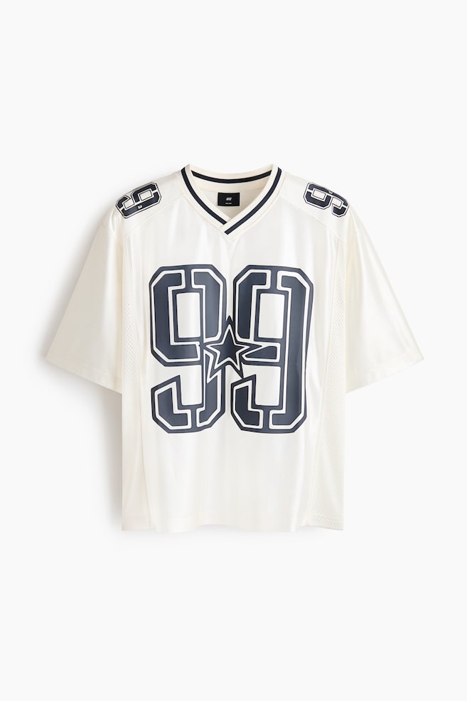 Camiseta estampada de malla Loose Fit - Blanco/99/Azul oscuro/99 - 1