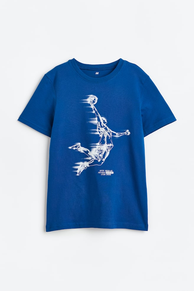 Baumwoll-T-Shirt mit Print - Kobaltblau/Neongelb/Fußball/Weiß/Mountainbiking/Schwarz/Gamecontroller