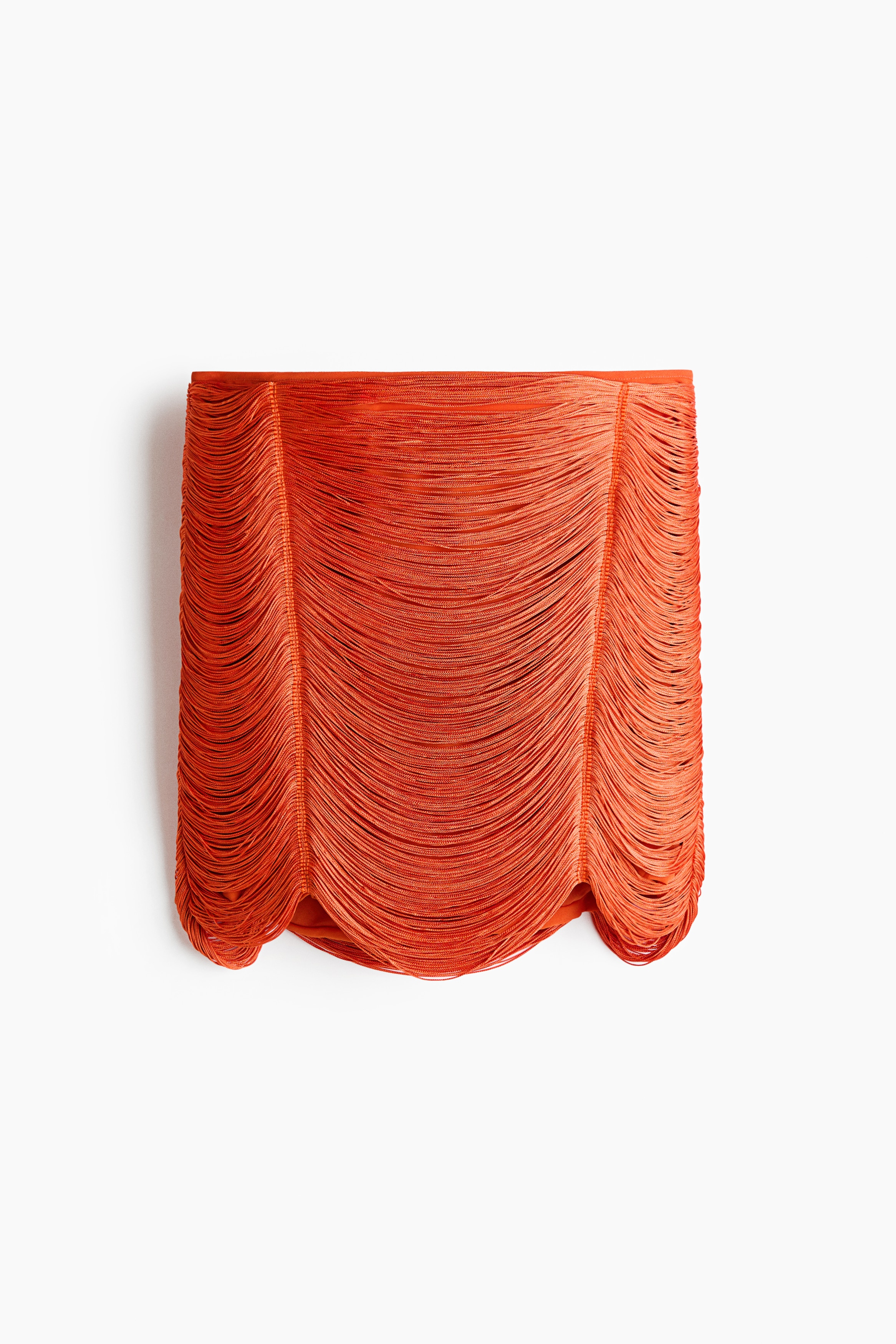 Fringed Mini Skirt - Bright orange