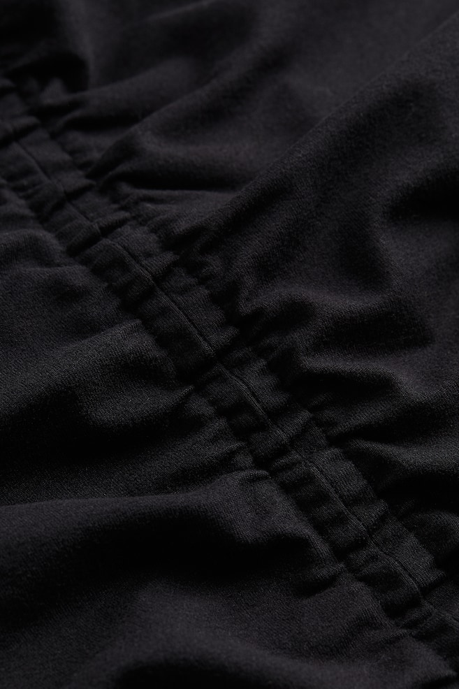 Draped Bodycon Dress - Black/Light beige - 6