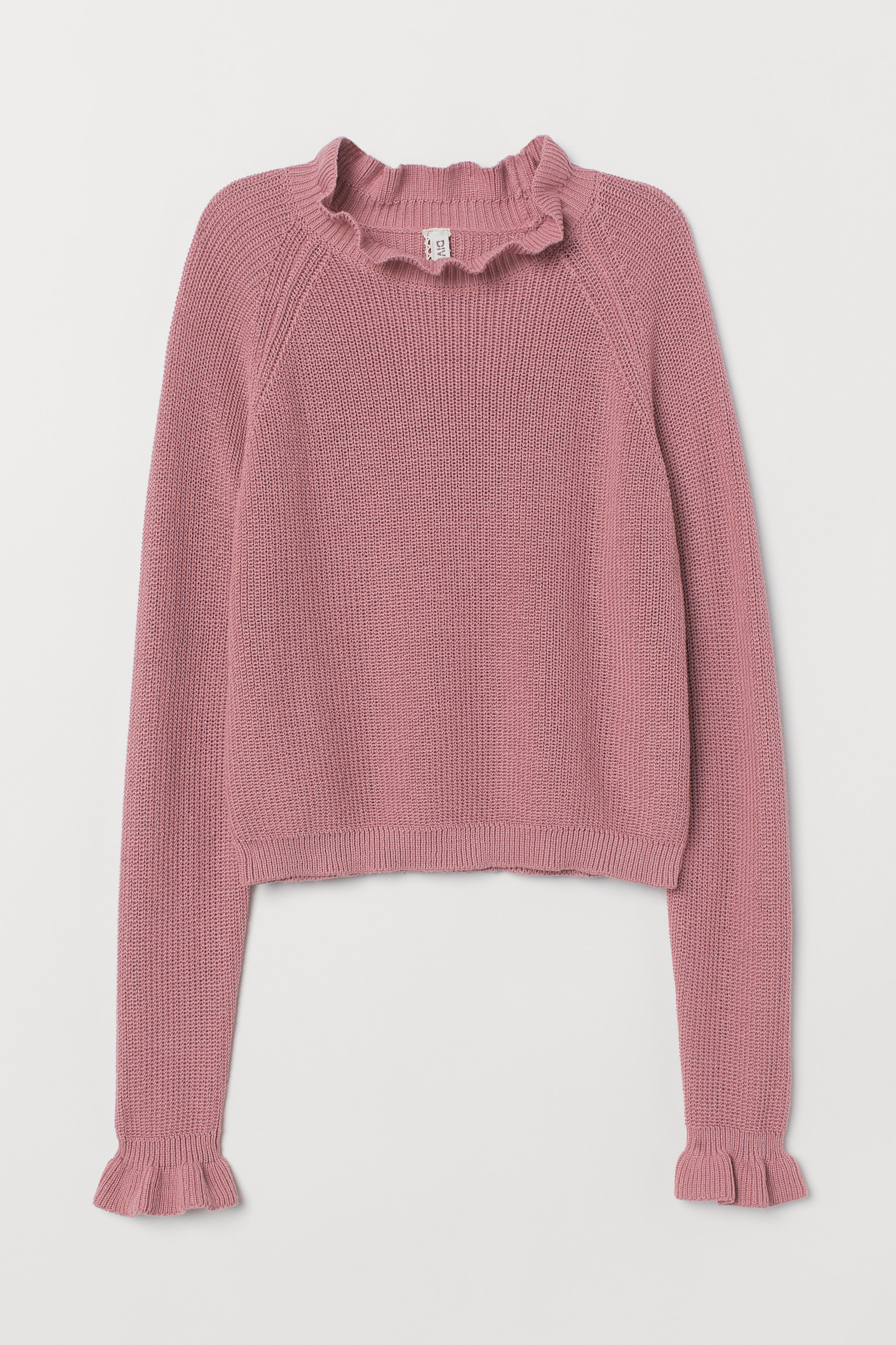 Pink Ruffle Neck Jumper Frill-trimmed Knitted Jumper