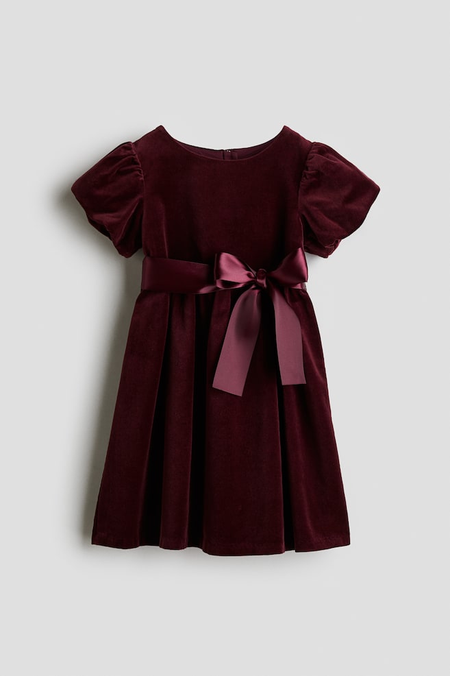 Velvet dress - Dark red/Dusty pink/Dark green - 1