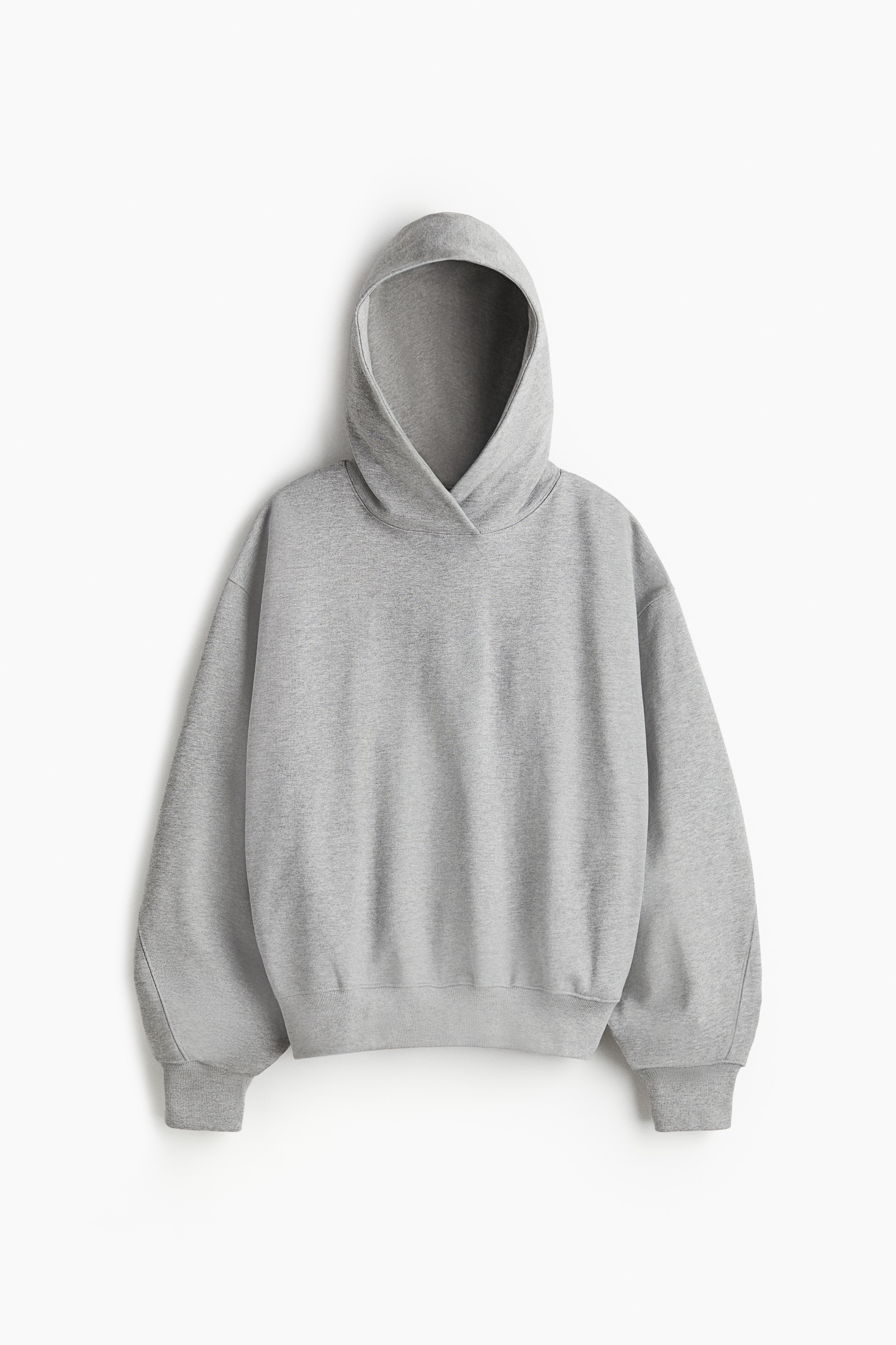 Boxy-fit hoodie - Grey marl/Dark red