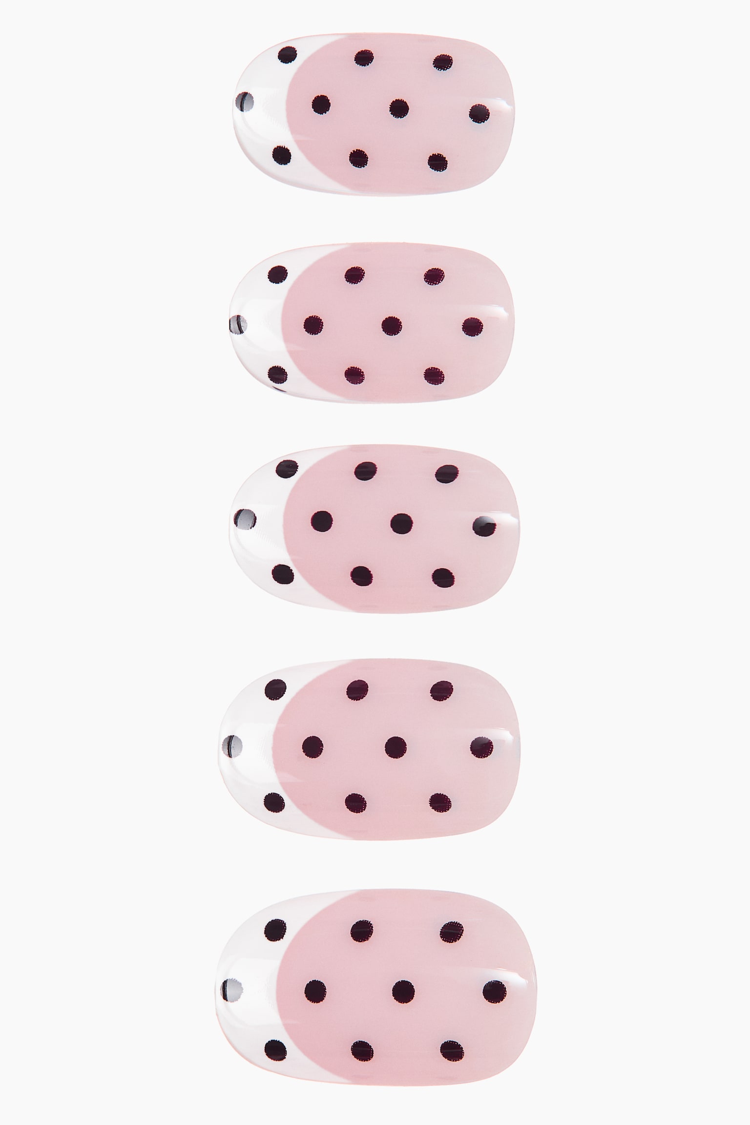 Press-on nails - Oval Short Mocha Dots/Almond Medium Sugar Glaze - 2