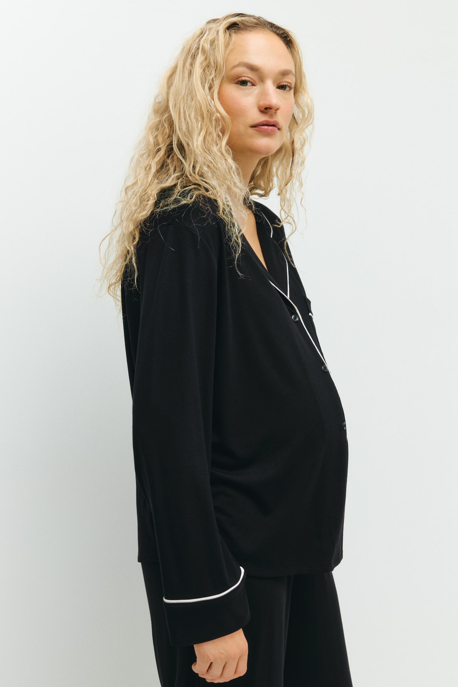 MAMA פיג'מה עם סיומת פס - שחור/בורדו/ירוק חאקי בהיר - 3