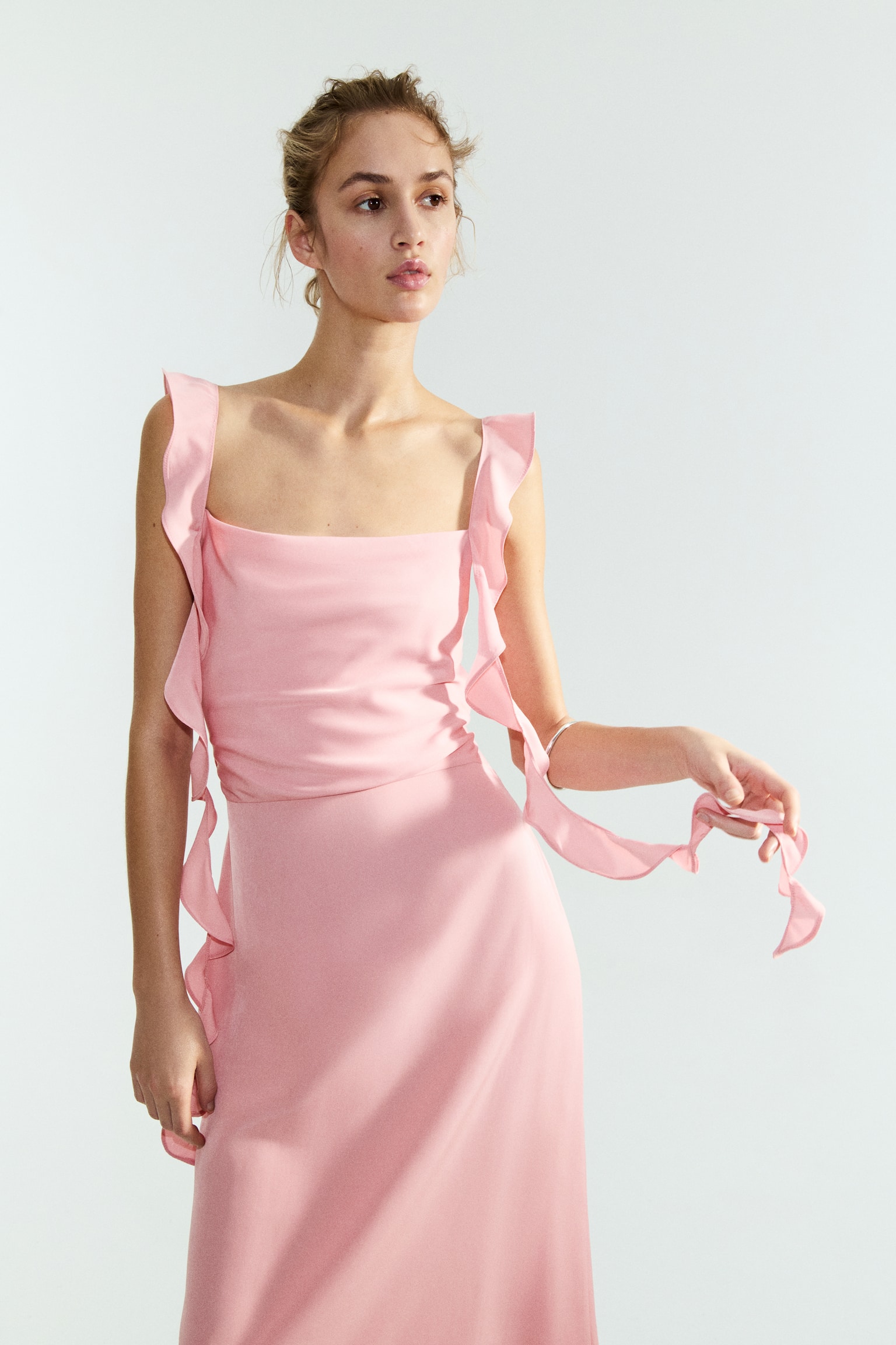 Draped-Panel Dress - Pink - 6