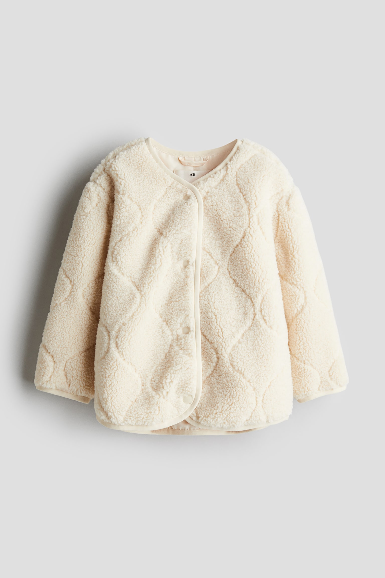 Quilted teddy jacket - Cream/Peach/Light blue - 1