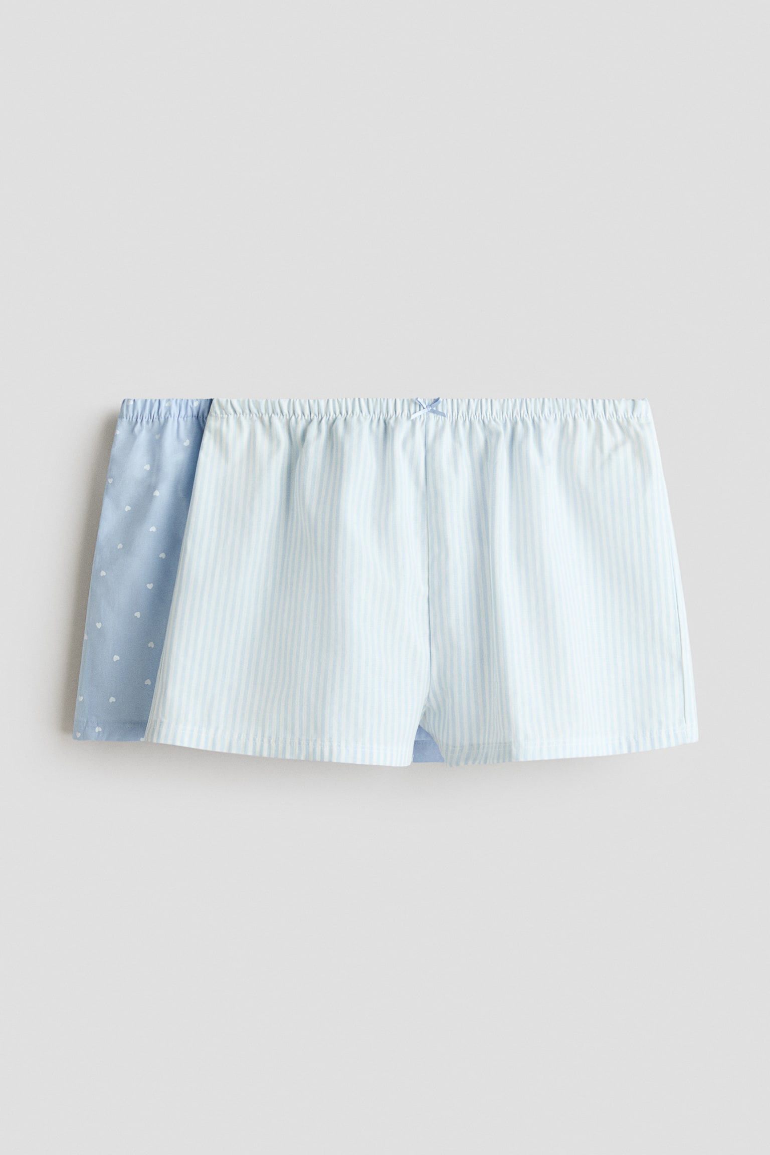 2-pack cotton pyjama shorts - Light blue/Hearts/Light pink/Floral/Light pink/Gingham check - 1