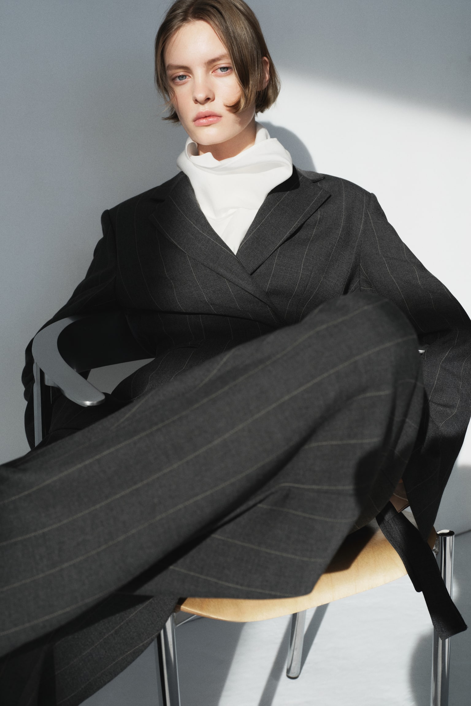 Tailored trousers - Dark grey/Pinstriped - 4