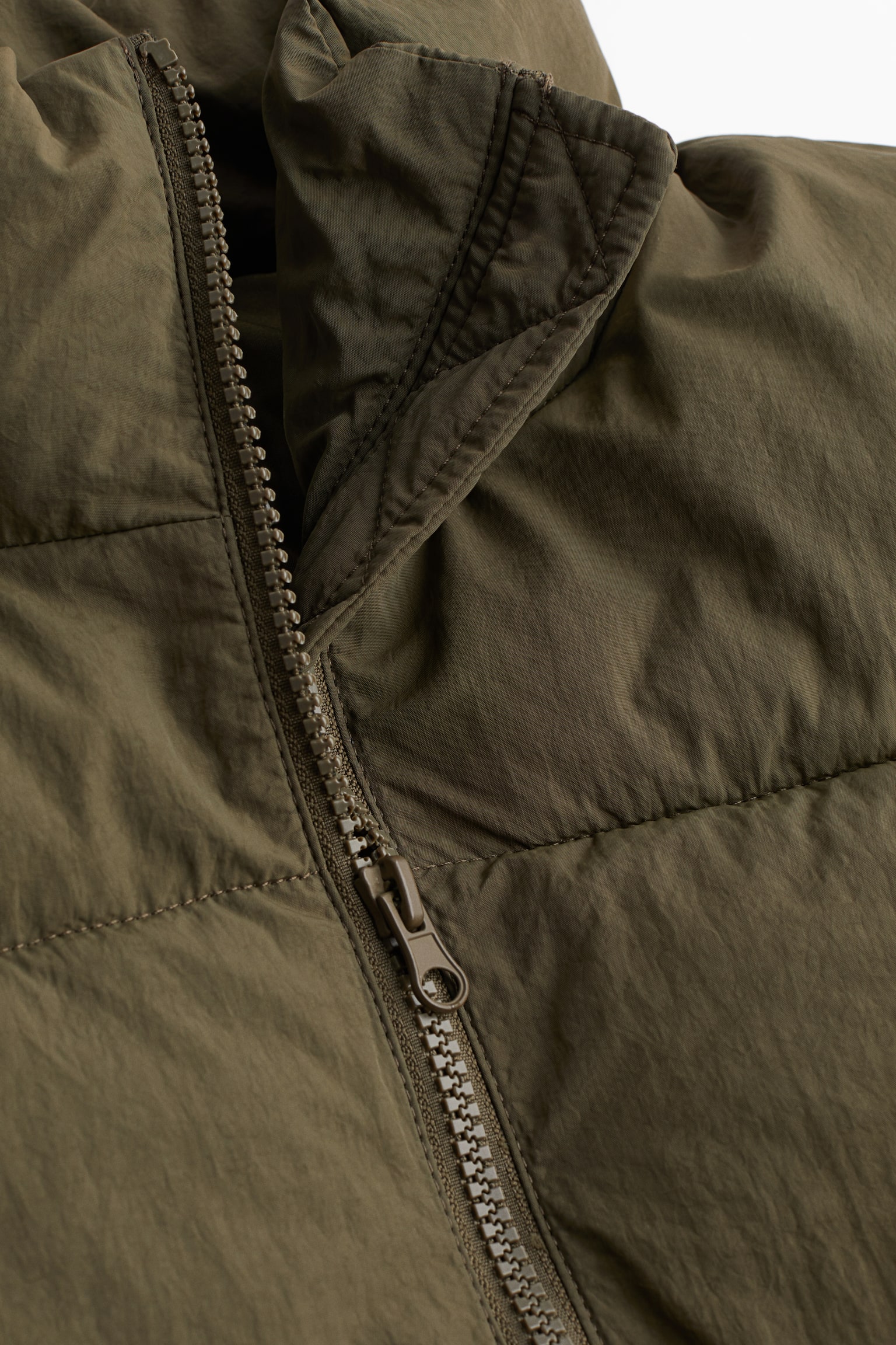 Nylon puffer jacket - Dark khaki green/Black - 7