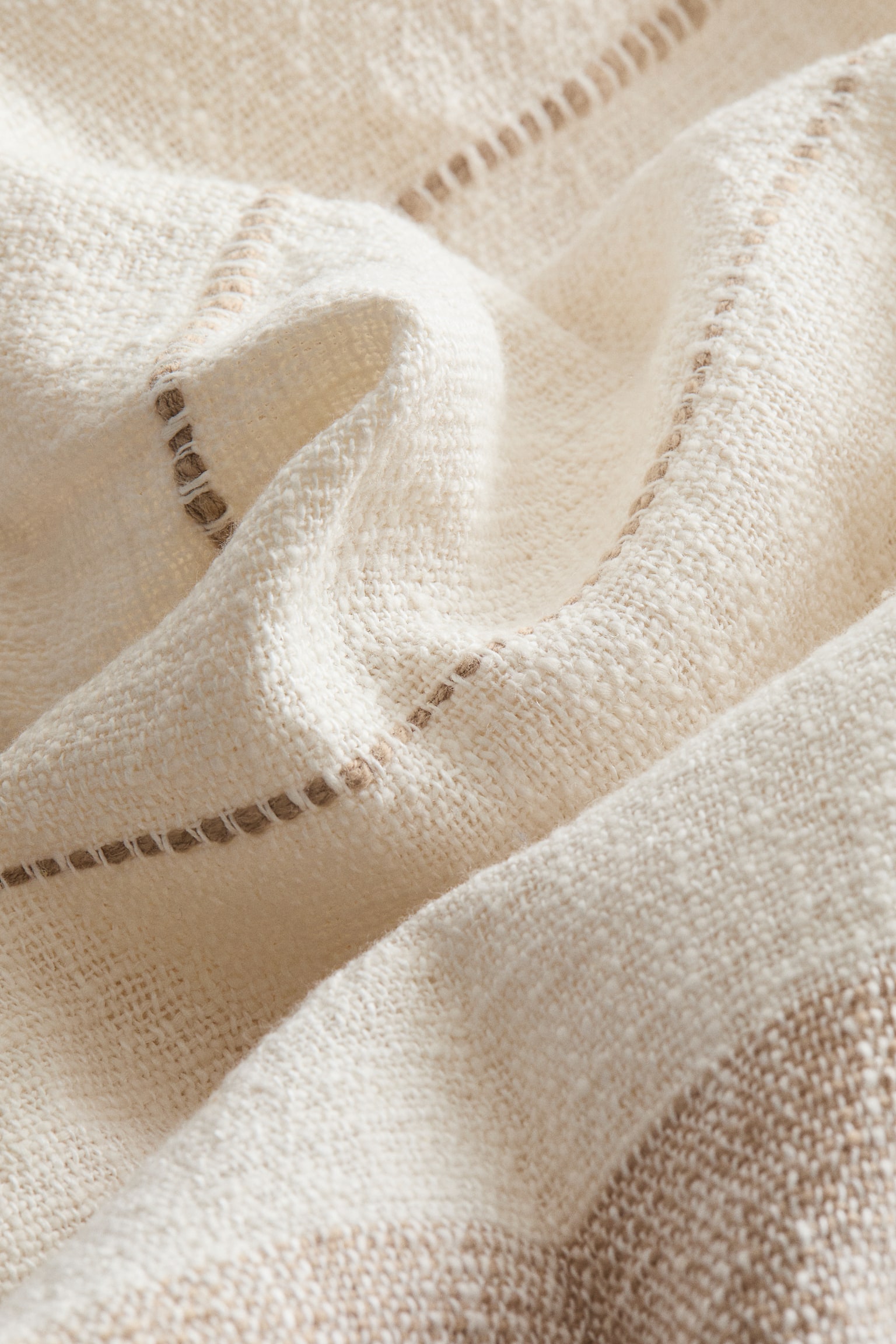 Плед на основі льону - Бежевий/кремовий/Блакитний/кремовий/Жовтий/кремовий/Темно-сірий/кремовий - 5