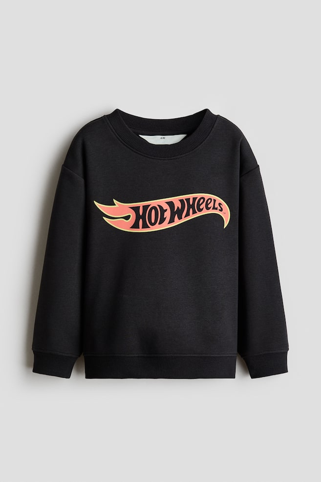 Printed brushed-inside sweatshirt - Dark grey/Hot Wheels/Light dusty turquoise/Pokémon/Red/Spider-Man/Dark grey/Spider-Man/Blue/Sonic the Hedgehog/Light mole/Mickey Mouse/Dark green/Minecraft - 1