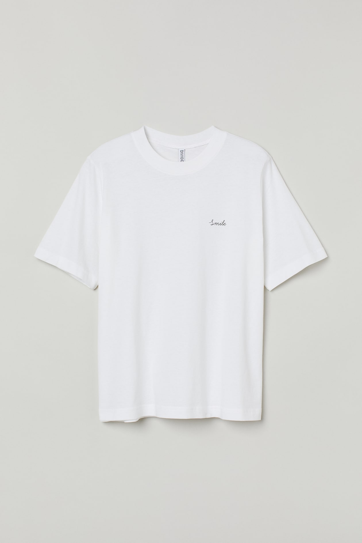 Cotton Jersey T-shirt - Round Neck - Short sleeve - White/Smile ...