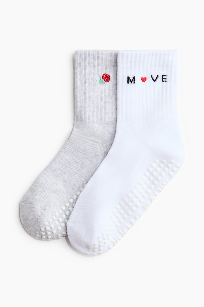 Calze antiscivolo da yoga 2 paia - Bianco/grigio chiaro mélange - 1