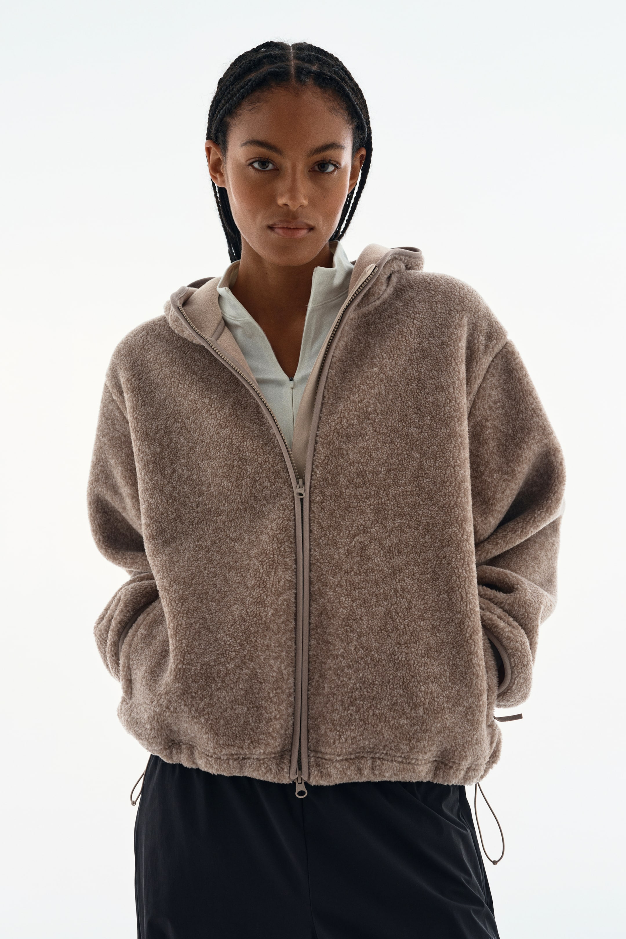 View larger image: Loose Fit Hooded teddy sports jacket - Oat marl - Ladies | H&M 1