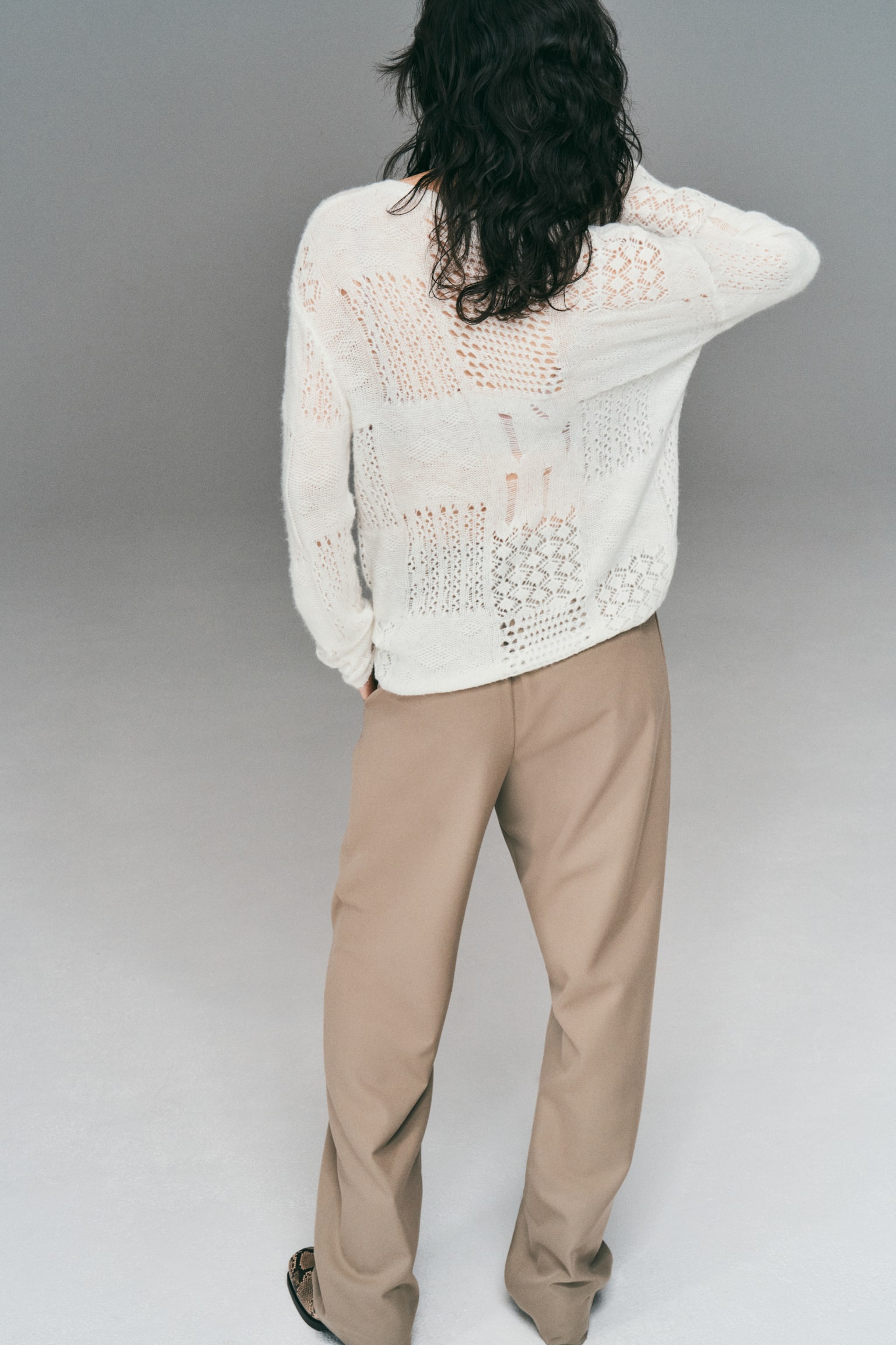 포인텔 니트 V넥 탑 - 화이트 - 6