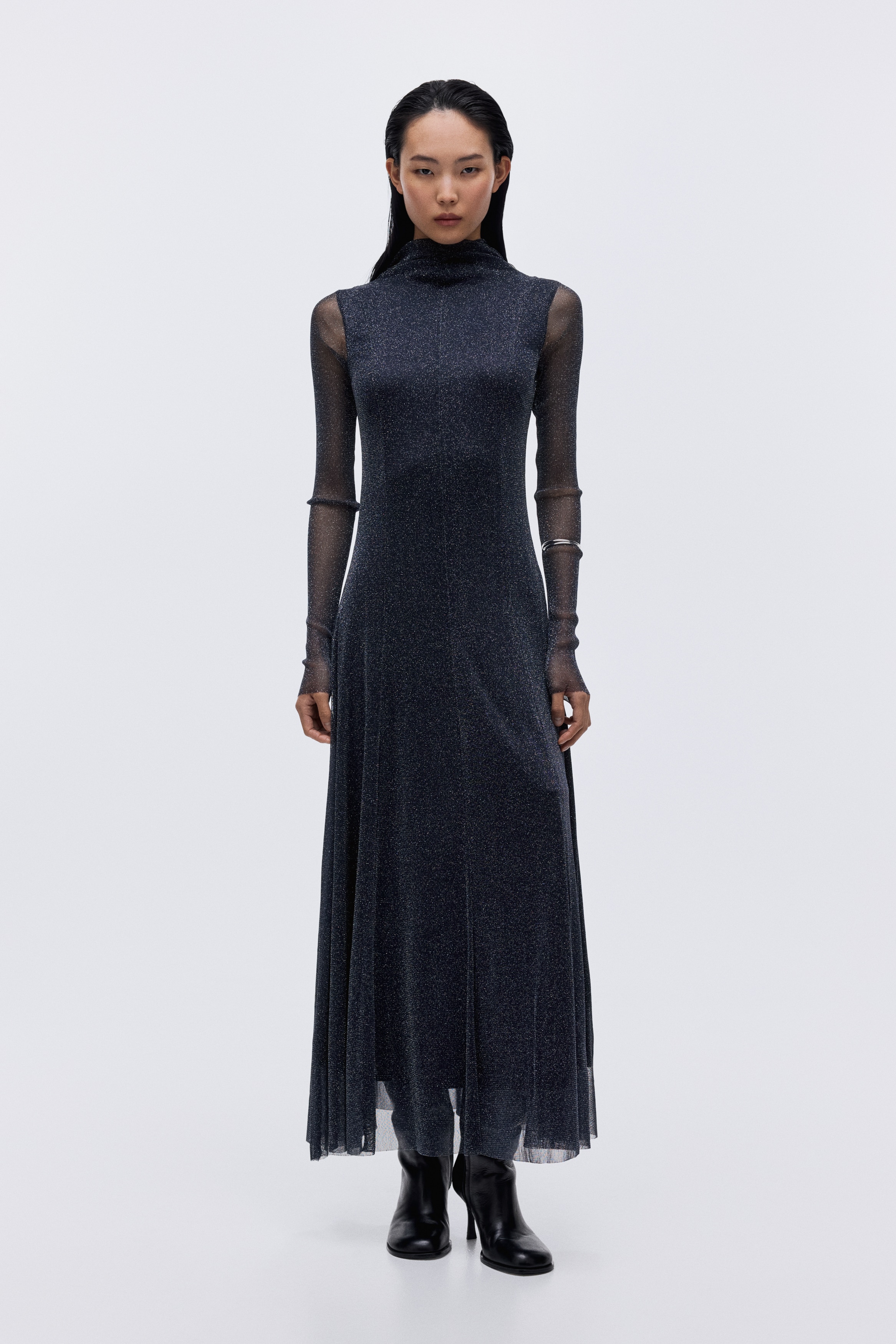 Robe maxi scintillante - Bleu marine