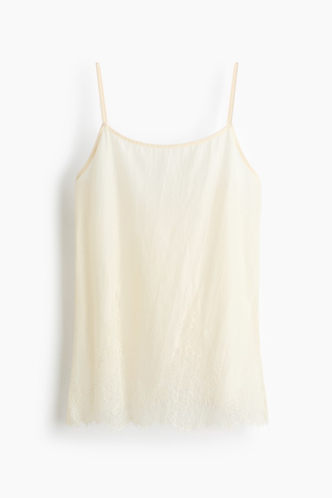 Lace-trimmed strappy top - Cream - 1